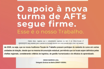 CARTA AO MTE – Apoio à nova turma de AFTs